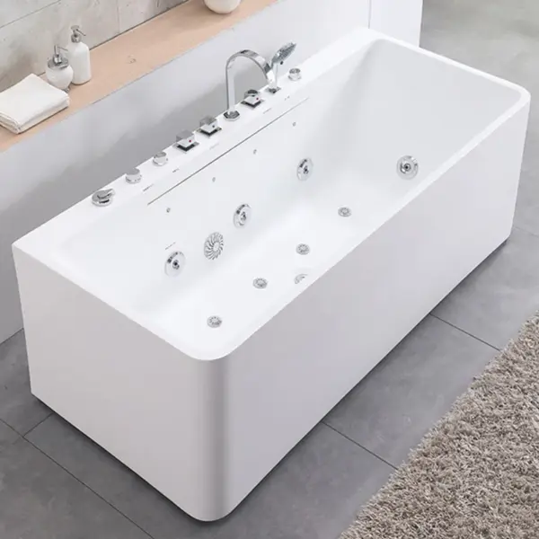 Bathroom Rectangle Acrylic Bathtub Jet Whirlpool Tub Free Standing Bathtub Indoor Customized Ceramic Bathtubs
