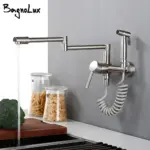 Kitchen Mixer Tap With Sprayer Hot And Cold Stream Wall Mount Pot Filler Faucet Pull Out Two Hole Wholesale Black Hot Sale