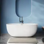 Modern Artificial Solid Surface Oval Round Ceramic Bath Tub Bathroom Soaking Freestanding Acrylic Bathtub for Hotel Project