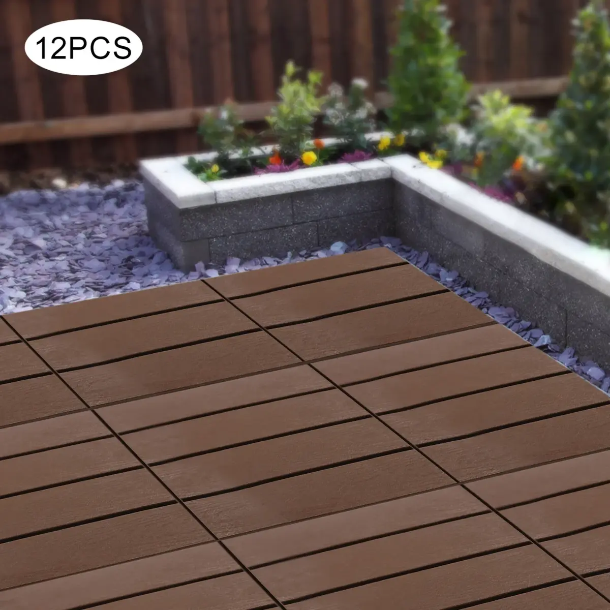 12-Pack Weatherproof Interlocking Deck Tiles Floor Tile 30*30cm Balcony Flooring - Image 1