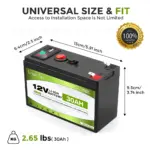 Lithium LiFePO4 12V 30Ah Deep Cycle Iron Phosphate Battery for Solar, Fish Finder, Power Wheels, Lighting,Off-Grid Applications - Image 2