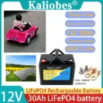 12.8V 12V 30AH LiFePO4 motorcycle battery with 50A BMS, 12V lithium iron phosphate inverter, solar power tool+14.6V 10A Charger
