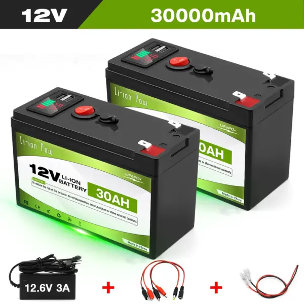 Lithium LiFePO4 12V 30Ah Deep Cycle Iron Phosphate Battery for Solar, Fish Finder, Power Wheels, Lighting,Off-Grid Applications