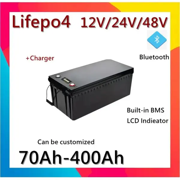 LiFePo4 Battery 100Ah-400Ah 12V 24V 48V Lithium Iron Phosphate for Solar Boat Inverter Golf Cart Renewable Energy Systems