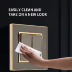 WESA Black Mirror Acrylic Wall Light Switch Flame retardant Panel Button 2 Gang 1 Way Wall Rocker Double Switch On/Off AC 250V - Image 3