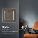 WESA Black Mirror Acrylic Wall Light Switch Flame retardant Panel Button 2 Gang 1 Way Wall Rocker Double Switch On/Off AC 250V - Image 2