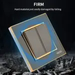 WESA Black Mirror Acrylic Wall Light Switch Flame retardant Panel Button 2 Gang 1 Way Wall Rocker Double Switch On/Off AC 250V - Image 4